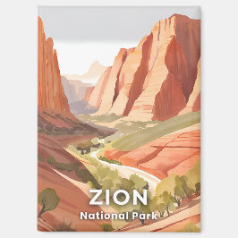 Imán Parque nacional de Zion | Valle del acuarela de vi