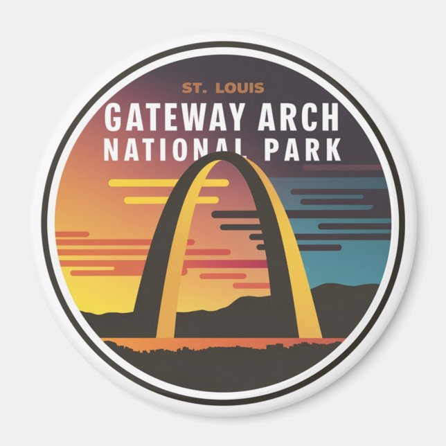Imán Parque nacional del Arco Gateway St. Louis Resumen (Frente)