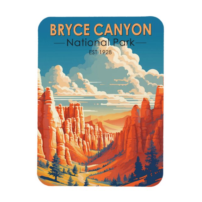 Imán Parque nacional del Cañón Bryce Viaje Arte Vintage (Vertical)