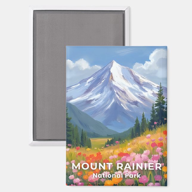 Imán Parque Nacional del Monte Rainier | Viajes a Washi (Anverso/Reverso)
