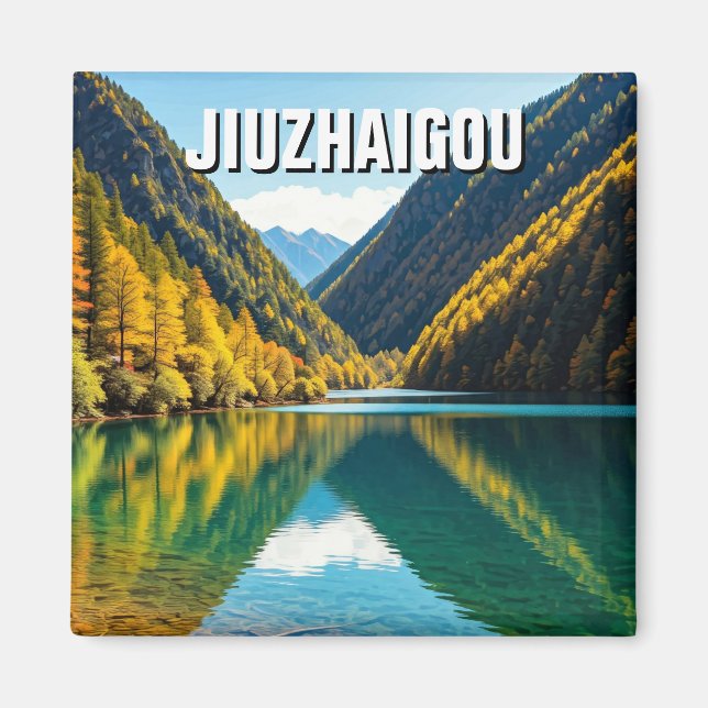 Imán Parque nacional del valle de Jiuzhaigou (Frente)