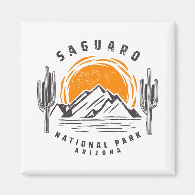 Imán Parque nacional del Vintage Saguaro con cactus (Frente)