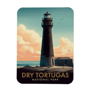 Imán Parque Nacional Dry Tortugas Faro Vintage