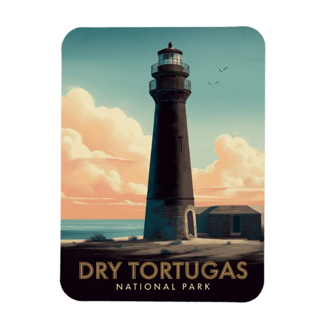Imán Parque Nacional Dry Tortugas Faro Vintage (Vertical)