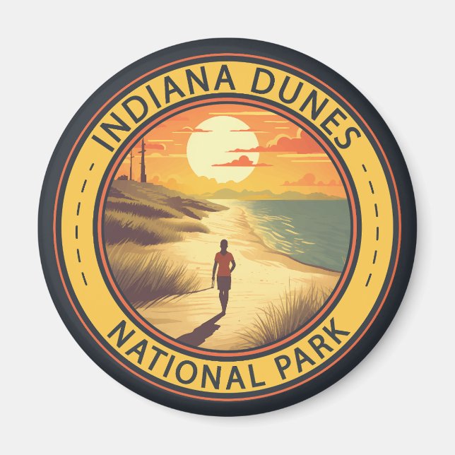Imán Parque nacional Dunas de Indiana Viajes de arte (Frente)