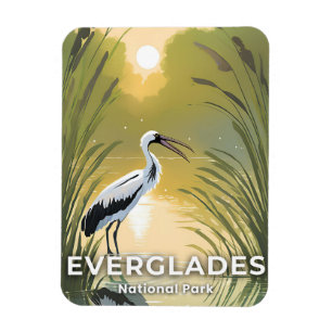 Imán Parque Nacional Everglades Cigüeña Acuarela