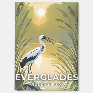 Imán Parque Nacional Everglades Cigüeña Acuarela