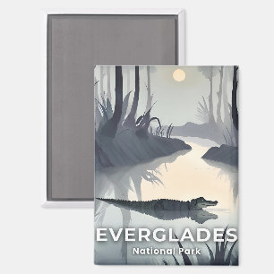Imán Parque Nacional Everglades   Cocodrilo Acuarela