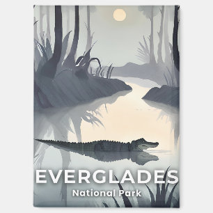 Imán Parque Nacional Everglades   Cocodrilo Acuarela