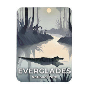 Imán Parque Nacional Everglades   Cocodrilo Acuarela