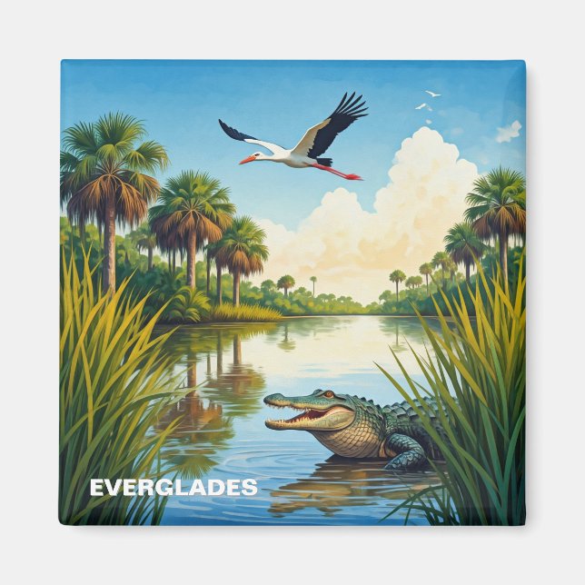 Imán Parque nacional Everglades Florida Alligator Heron (Frente)