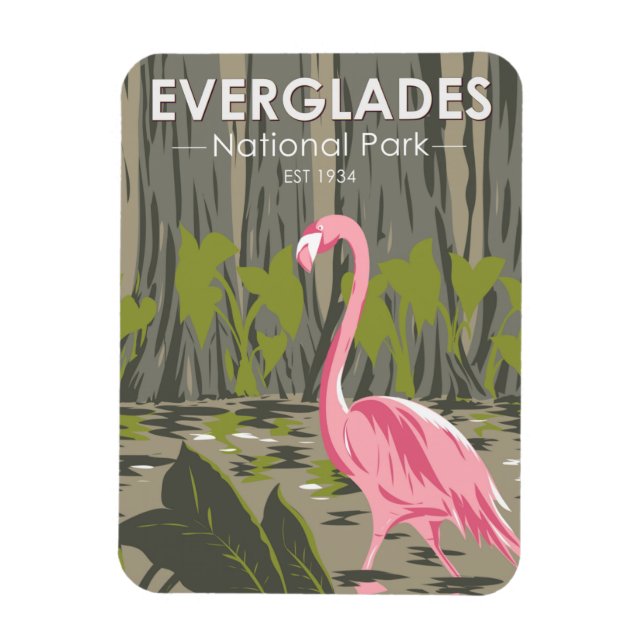 Imán Parque nacional Everglades Florida Flamingo Vintag (Vertical)