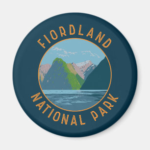 Imán Parque nacional Fiordland Círculo Retro de Nueva Z