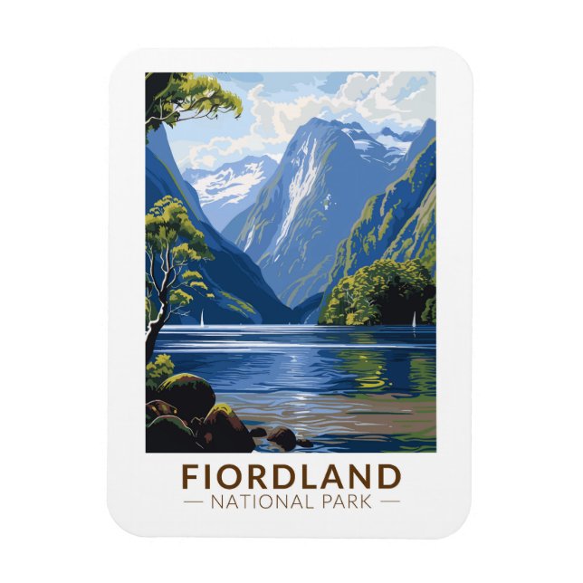 Imán Parque nacional Fiordland Viaje de arte (Vertical)