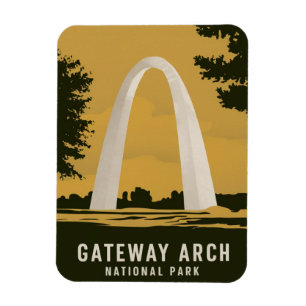 Imán Parque nacional Gateway Arch Retro Travel Art