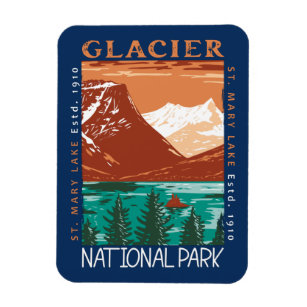 Imán Parque nacional Glaciar Montana Vintage con proble