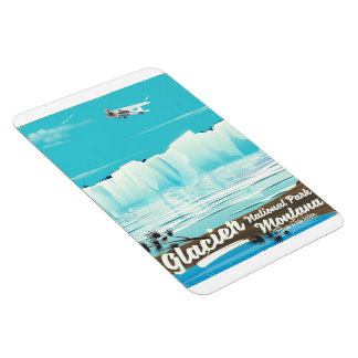 Imán Parque nacional Glacier, afiche de la época de Mon
