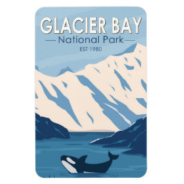 Imán Parque nacional Glacier Bay Alaska Orca Art Vintag