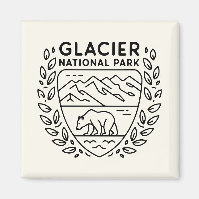 Imán Parque nacional Glacier Emblem (Frente)