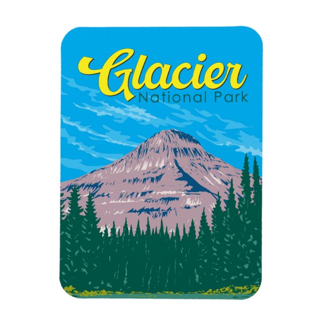 Imán Parque nacional Glacier Ilustracion Viaje Viaje Vi (Vertical)
