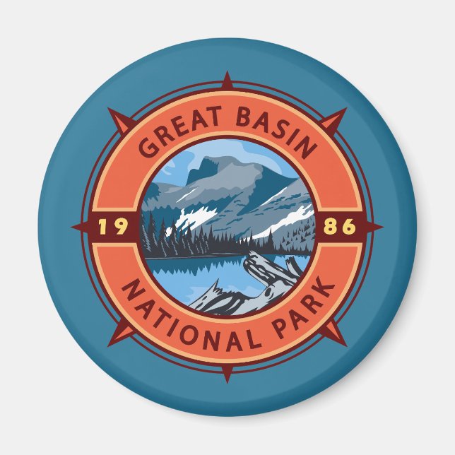 Imán Parque nacional Gran Cuenca Emblema de brújula ret (Frente)