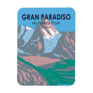 Imán Parque nacional Gran Paradiso Italia Vintage