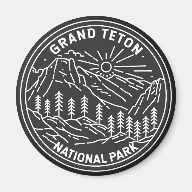 Imán Parque nacional Gran Teton Monoline Vintage (Frente)