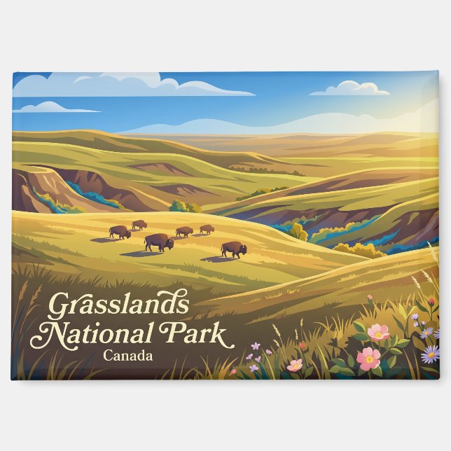 Imán Parque Nacional Grasslands Canadá (Anverso)