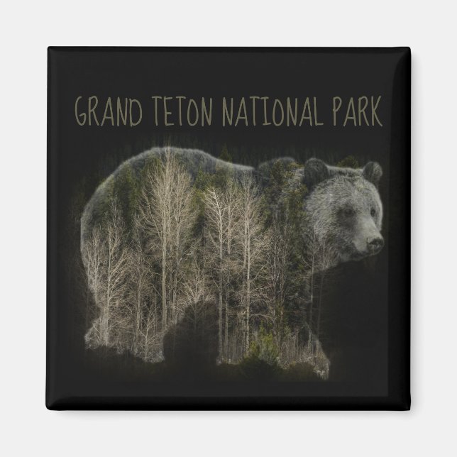 Imán Parque nacional Grizzly Forest Grand Teton (Frente)