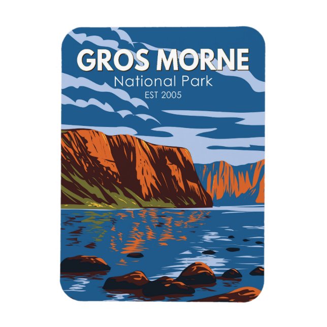 Imán Parque nacional Gros Morne Canadá Viaje Arte Vinta (Vertical)