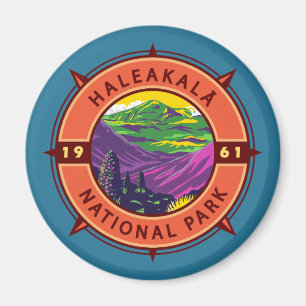 Imán Parque nacional Haleakala Emblema de brújula retro