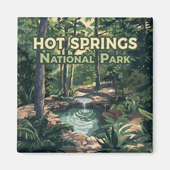 Imán Parque nacional Hot Springs Arkansas Retro (Frente)