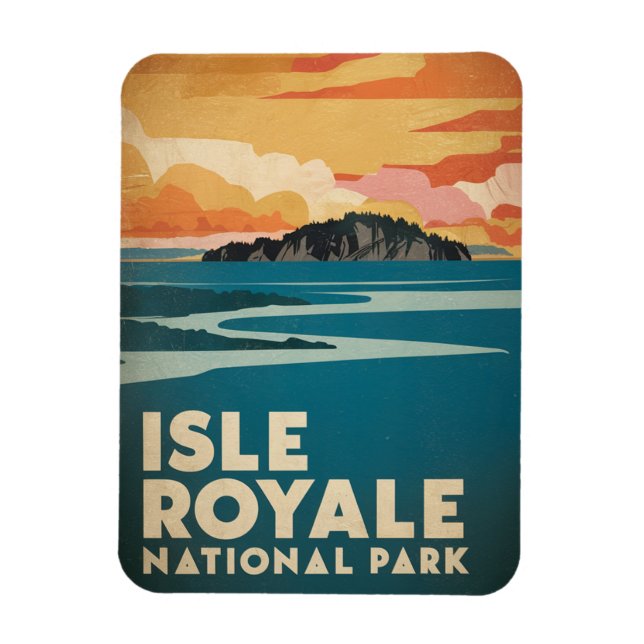 Imán Parque nacional Isle Royale Poster Retro (Vertical)