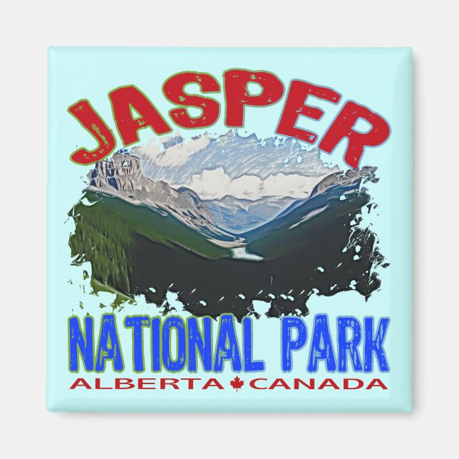 Imán Parque Nacional Jasper, Alberta Canadá (Frente)