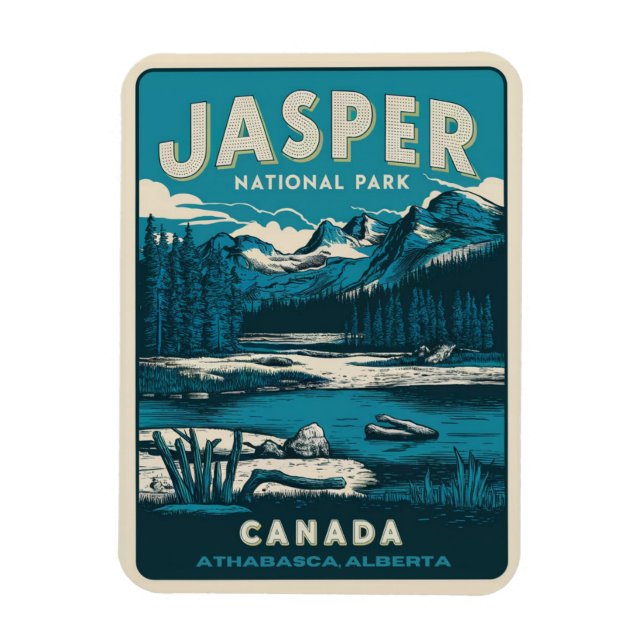 Imán Parque nacional Jasper Alberta Canadá regalos vint (Vertical)