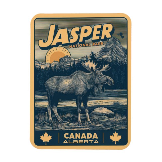 Imán Parque nacional Jasper Alberta Canadá regalos vint (Vertical)