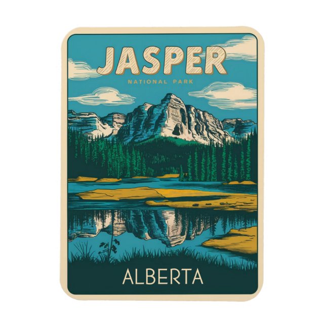 Imán Parque nacional Jasper Alberta Canadá regalos vint (Vertical)
