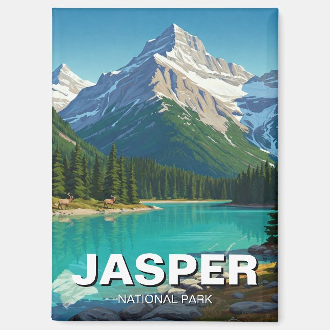 Imán Parque nacional Jasper Canadá (Anverso)