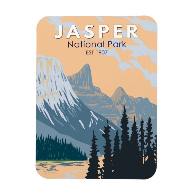 Imán Parque nacional Jasper Canadá Viaje de arte (Vertical)