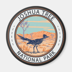 Imán Parque nacional Joshua Tree Roadrunner Retro Circl