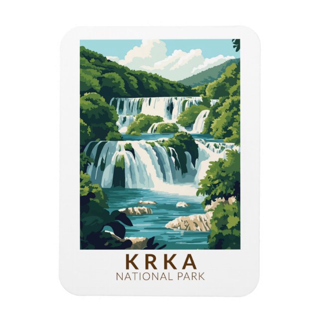 Imán Parque nacional Krka Arte de viajes en Ilustracion (Vertical)