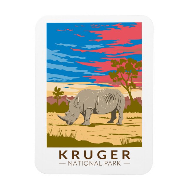 Imán Parque nacional Kruger Rhinoceros blancos Viajes a (Vertical)