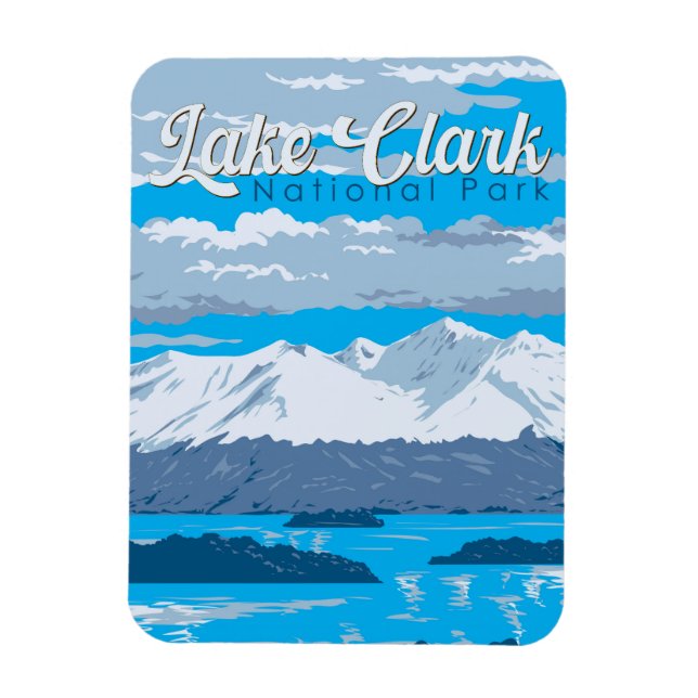 Imán Parque nacional Lake Clark Ilustracion Viajes (Vertical)