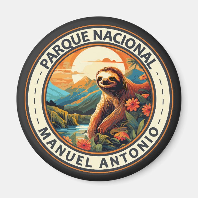 Imán Parque Nacional Manuel Antonio Sloth Travel Art (Frente)