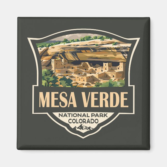 Imán Parque nacional Mesa Verde Ilustracion arte de via (Frente)