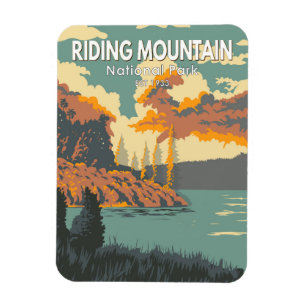 Imán Parque nacional Montaña Riding Canada Vintage