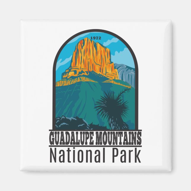 Imán Parque nacional Montañas Guadalupe Texas Vintage (Frente)