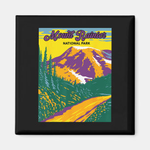 Imán Parque Nacional Mount Rainier Retro Senderismo Cam