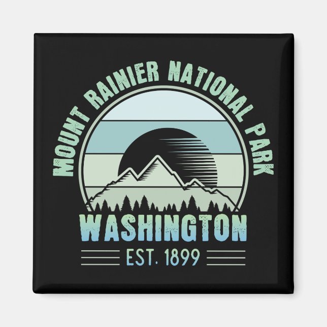 Imán Parque nacional Mount Rainier Washington Retro (Frente)