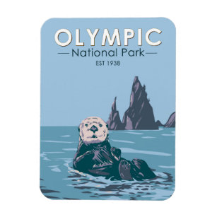 Imán Parque nacional olímpico Mar Otter Vintage